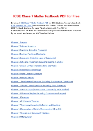 ICSE Class 7 Maths Textbook PDF