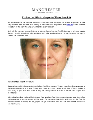 Explore the Effective Impact of Using Face Lift