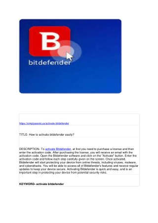 How to activate bitdefender easily?