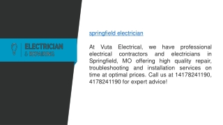 Springfield Electrician at Vuta Electrical