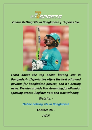 Online Betting Site in Bangladesh  J7sports.live