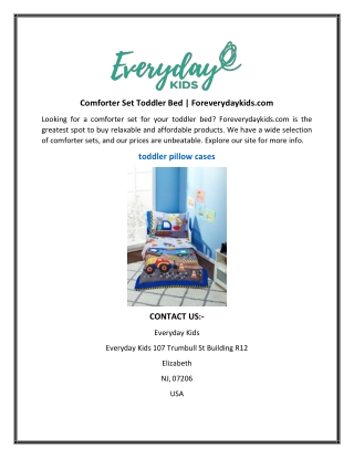 Comforter Set Toddler Bed  Foreverydaykids.com