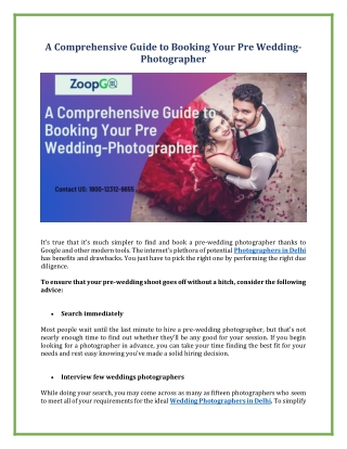 A Comprehensive Guide to Booking Your Pre Wedding-Photographer