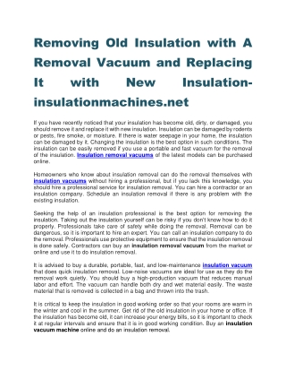 Removing Old Insulation with A Removal Vacuum and Replacing It with New Insulation-insulationmachines.net
