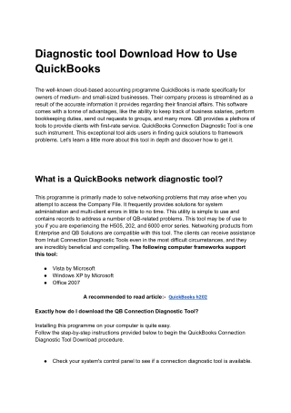 How to use QuickBooks diagnostic tool download