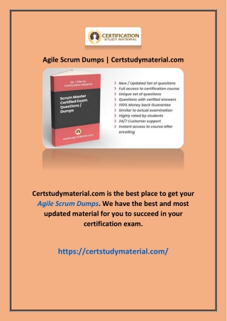 Agile Scrum Dumps | Certstudymaterial.com