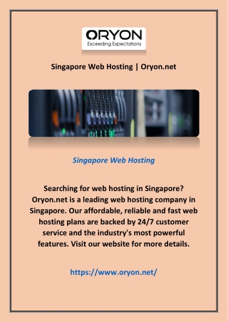 Singapore Web Hosting | Oryon.net