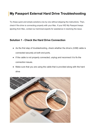 My Passport External Hard Drive Troubleshooting