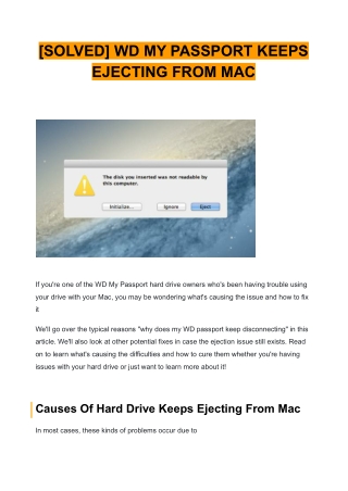 [SOLVED] WD MY PASSPORT KEEPS EJECTING FROM MAC