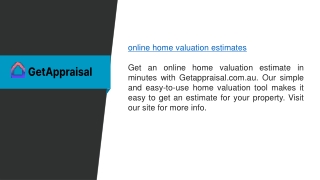 Online Home Valuation Estimates  Getappraisal.com.au