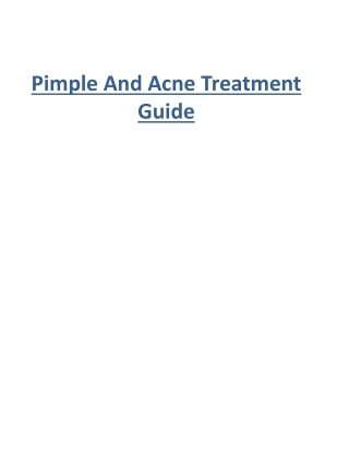 Pimple And Acne Treatment Guide