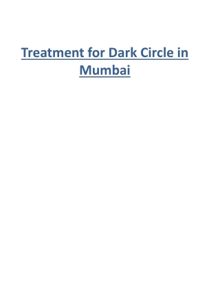 Treatment for Dark Circle in Mumbai