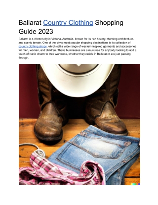 Ballarat Country Clothing Shopping Guide 2023