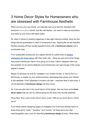 3 Home Decor Styles for Homeowners who are obsessed with Farmhouse Aesthetic