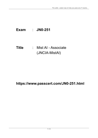 Mist AI - Associate (JNCIA-MistAI) JN0-251 Dumps