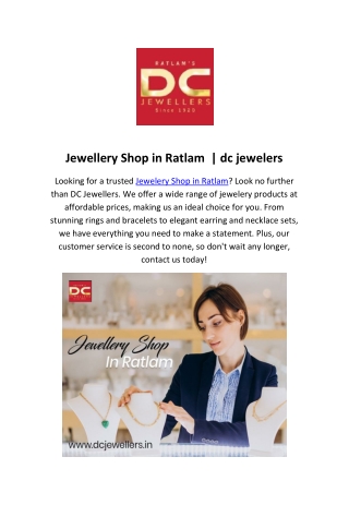 Jewellery Shop in Ratlam | dc jewellers