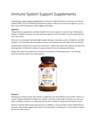 Immune System Support Supplements