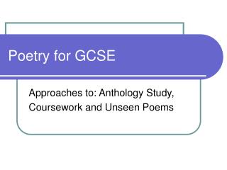 Poetry for GCSE