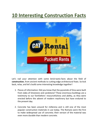 10 Interesting Construction Facts - Puckett Rents