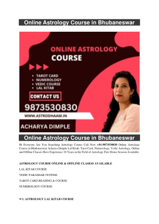 Online Astrology Course in Bhubaneswar  91-9873530830