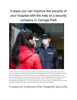 5 ways you can improve the security of your hospital with the help of a security company in Canoga Park