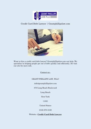 Credit Card Debt Lawyer | Grantphillipslaw.com