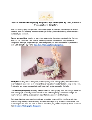 Tips For Newborn Photography Bangalore, By Little Dimples By Tisha, New Born Photographer In Bangalore