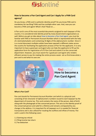 How to become a Pan Card Agent and Can I Apply for a PAN Card agency?