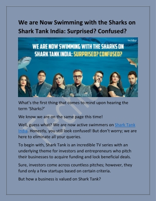 We are Now Swimming with the Sharks on Shark Tank India