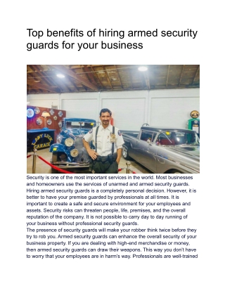 Top benefits of hiring armed security guards for your business