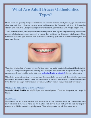 What Are Adult Braces Orthodontics Types?