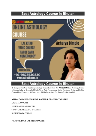 Best Astrology Course in Bhutan 91-9873530830