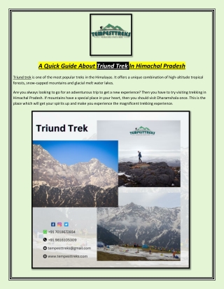 A Quick Guide About Triund Trek In Himachal Pradesh