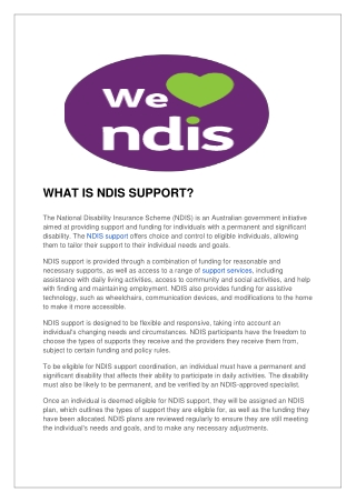 WHAT IS NDIS SUPPORT