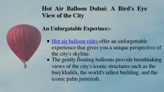 Hot Air Balloon Dubai: A Bird's Eye View of the City