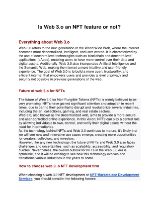 Web 3.o  with NFT