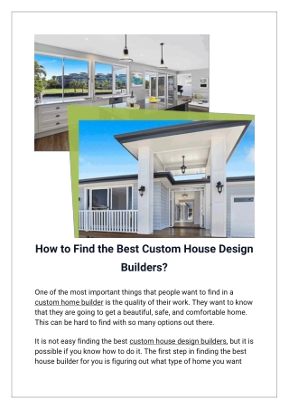 How to Find the Best Custom House Design Builders