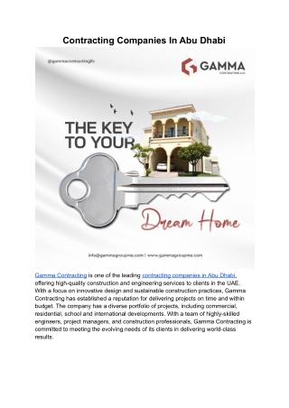 Contracting Companies In Abu Dhabi | Gamma Contracting