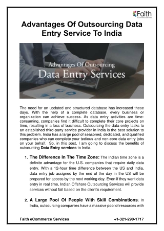 Advantages Of Outsourcing Data Entry Service To India