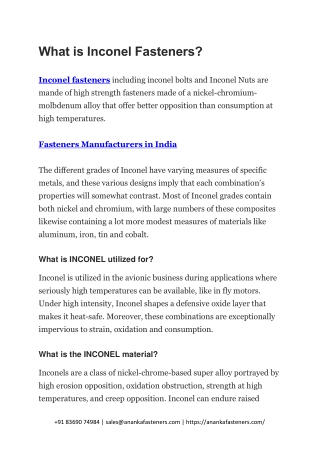 What is Inconel Fasteners