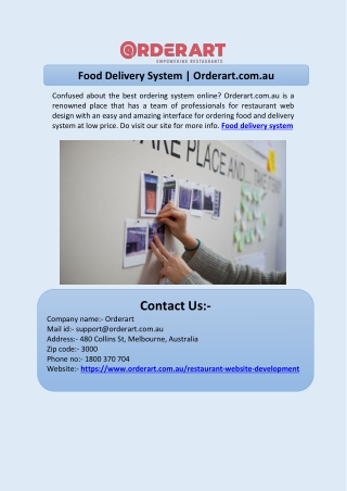 Food Delivery System | Orderart.com.au
