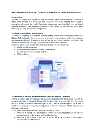 Mobile App Development Company in Rajasthan pdf