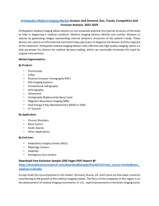 Orthopedics Medical Imaging Market Share, Size, Trends, Growth, Industry Demand