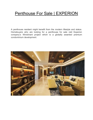 Penthouse For Sale  | EXPERION