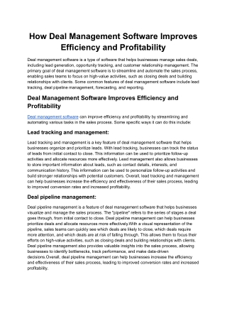 How Deal Management Software Improves Efficiency and Profitability