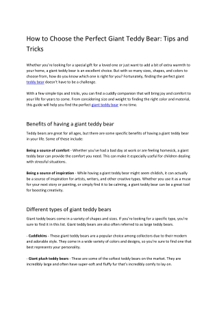 boobearfactory_How to Choose the Perfect Giant Teddy Bear_ Tips and Tricks_17 Jan