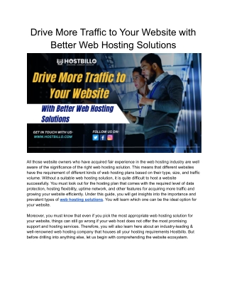 Drive More Traffic to Your Website with Better Web Hosting Solutions