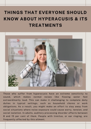 Things That Everyone Should Know about Hyperacusis & Its Treatments