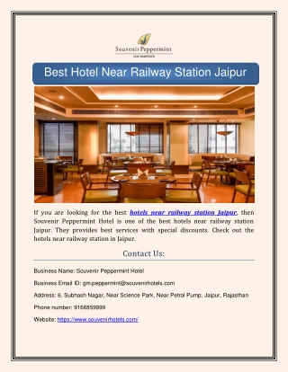 Best Hotel Near Railway Station Jaipur