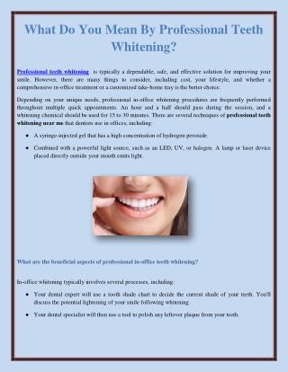 What Do You Mean By Professional Teeth Whitening?